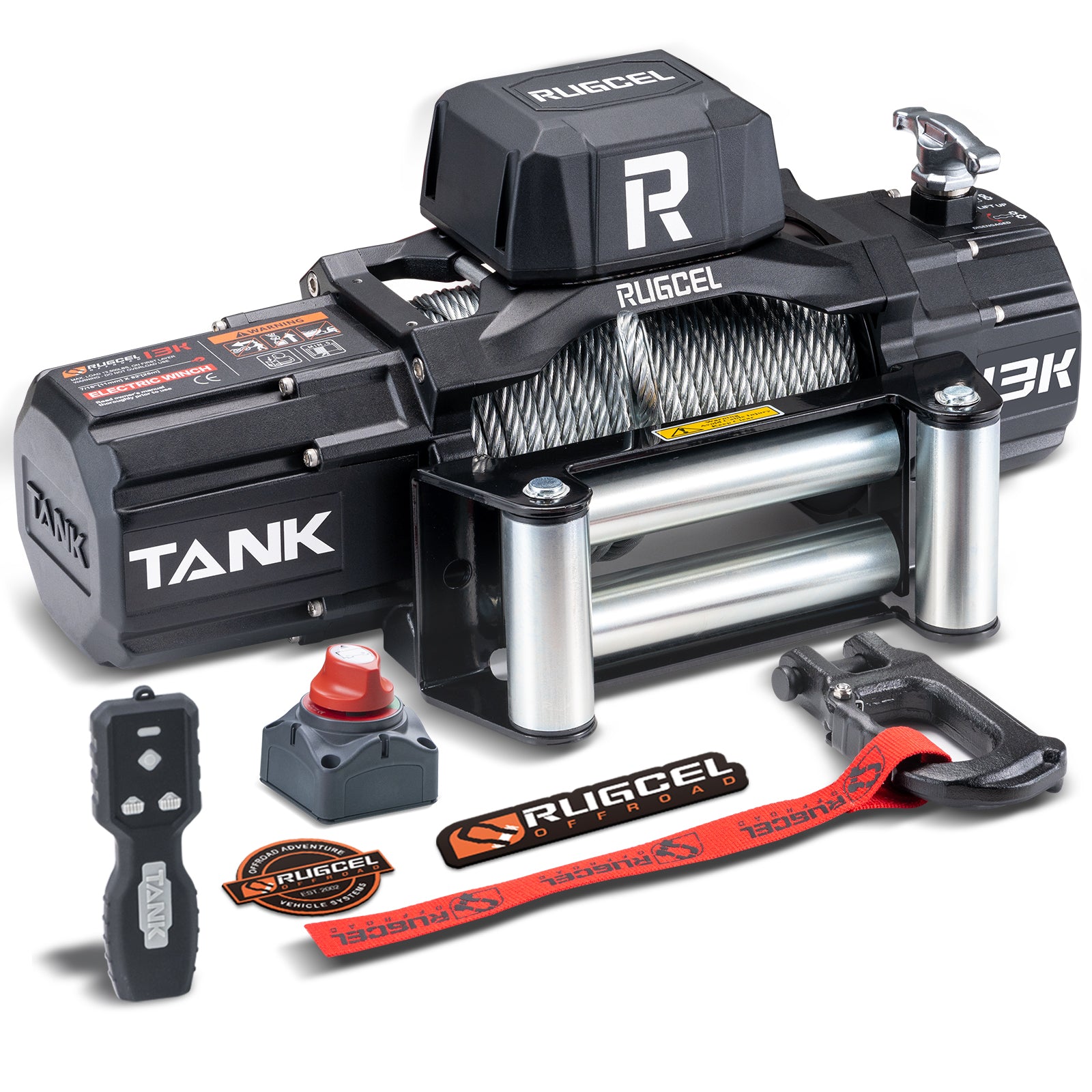RUGCEL TANK WINCH 13500LB Steel Rope
