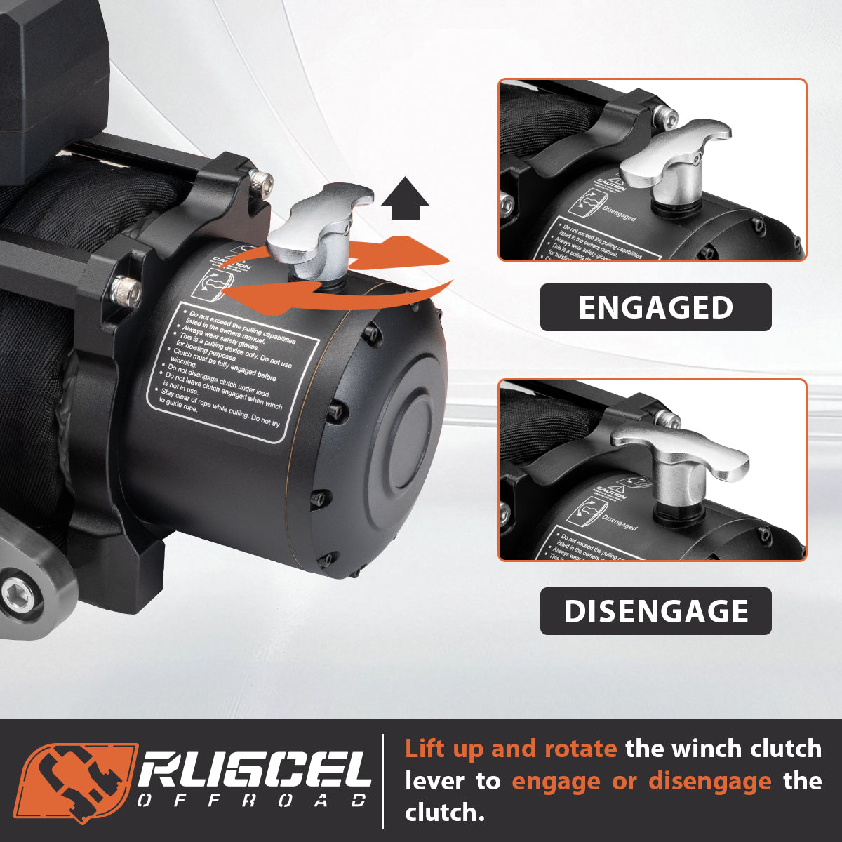 RUGCEL 12V 12000LB WINCH Black Rope
