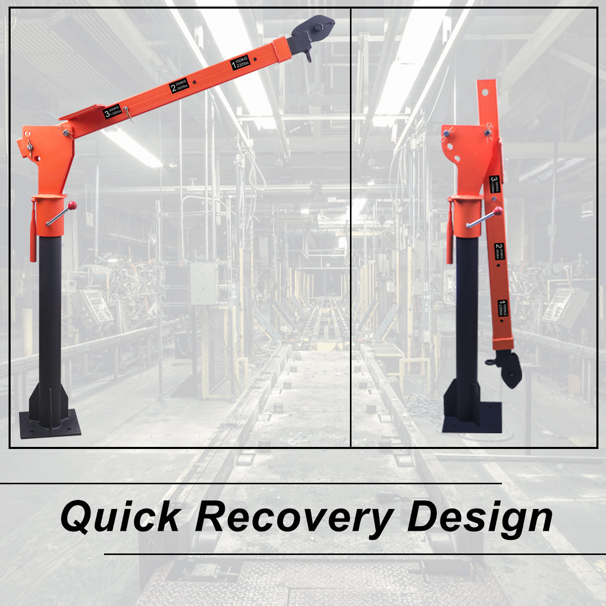 RUGCEL 1100lb Folding Truck-Mounted Crane with 12V 3500lb Electric Winch