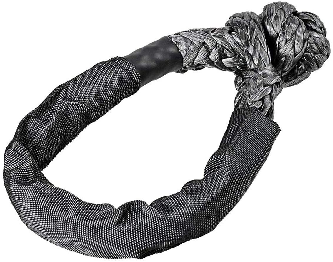 RUGCEL Synthetic Soft Shackle(47,000LB Breaking Strength) for Boating ATV UTV SUV 4X4 Truck Recovery (3/8'') (Gray-Black)