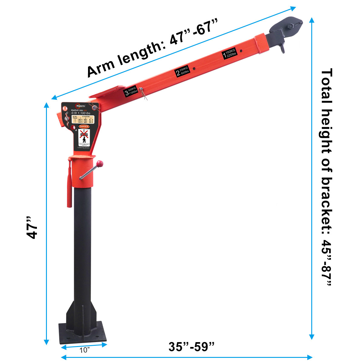 RUGCEL 1100lb Folding Truck-Mounted Crane with 12V 3500lb Electric Winch