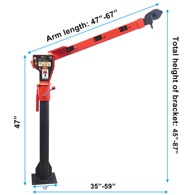 RUGCEL 1100lb Folding Truck-Mounted Crane with 12V 3500lb Electric Winch