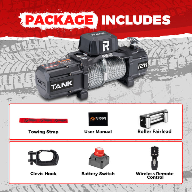 RUGCEL TANK WINCH  12000LB Steel Rope