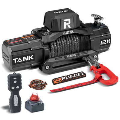 RUGCEL TANK WINCH  12000LB Black Rope