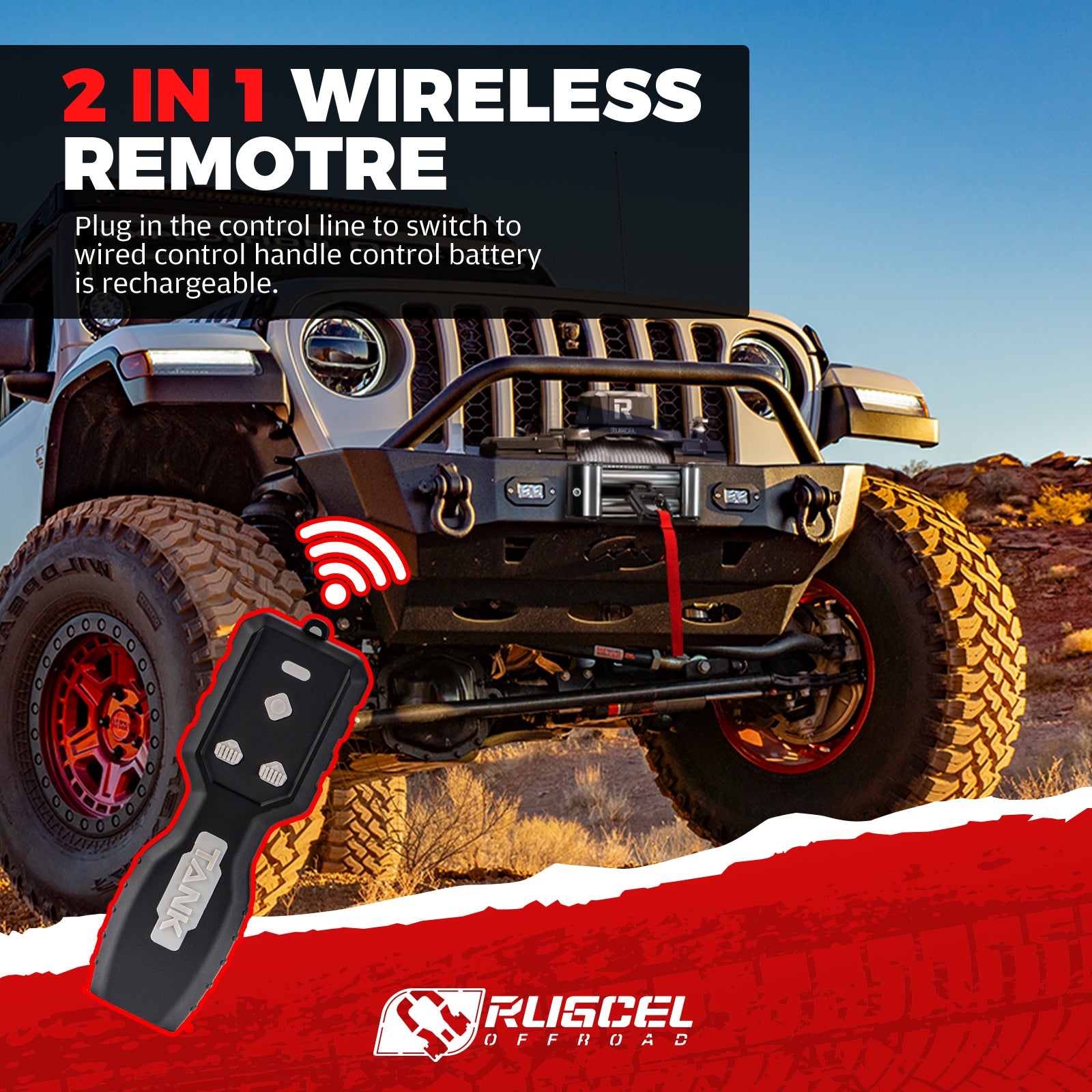 RUGCEL TANK WINCH  13500LB Steel Rope