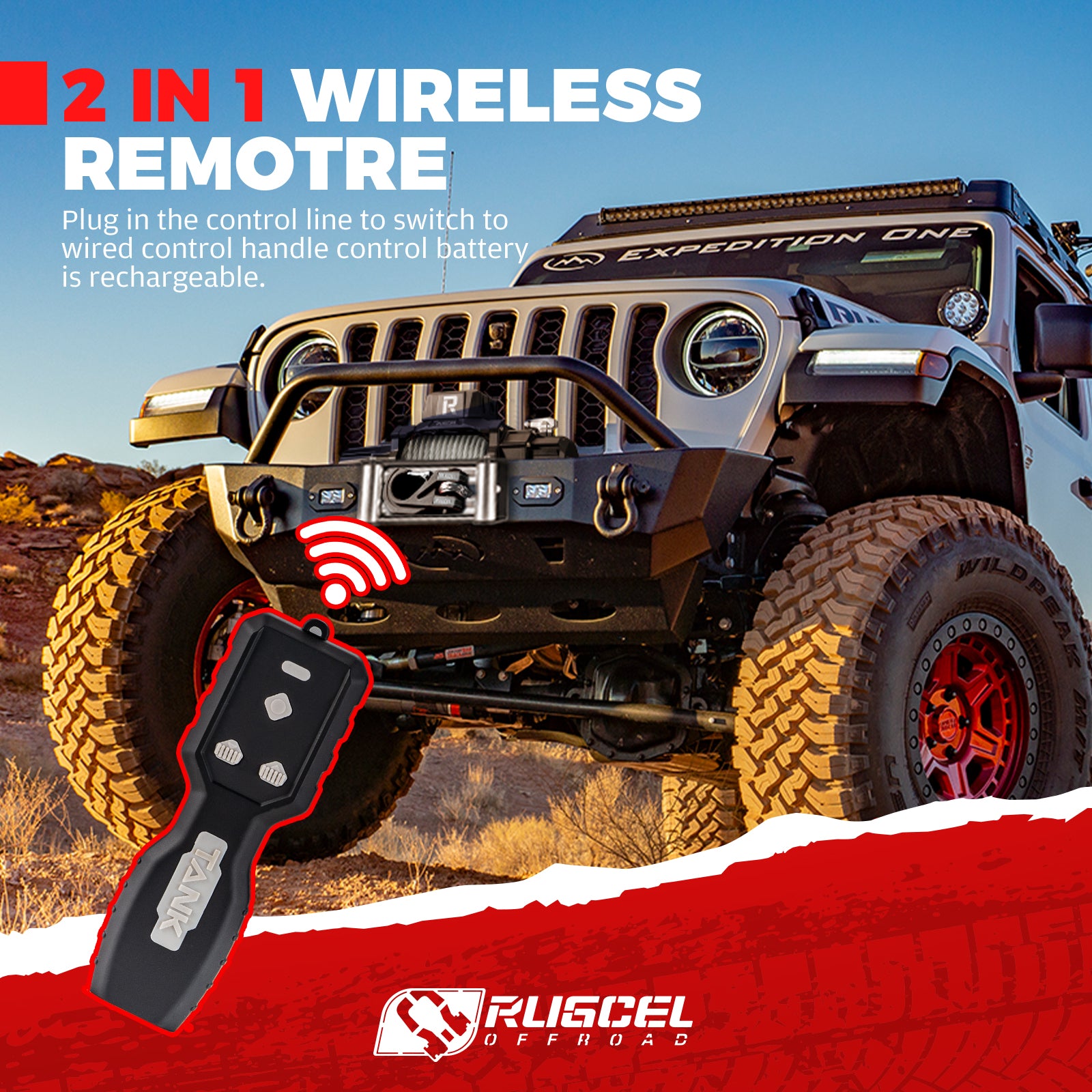 RUGCEL TANK WINCH 12V  20000LB Steel Rope