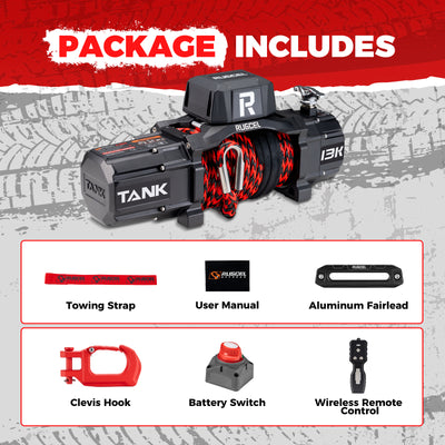 RUGCEL TANK WINCH  13500LB Dual Color Rope
