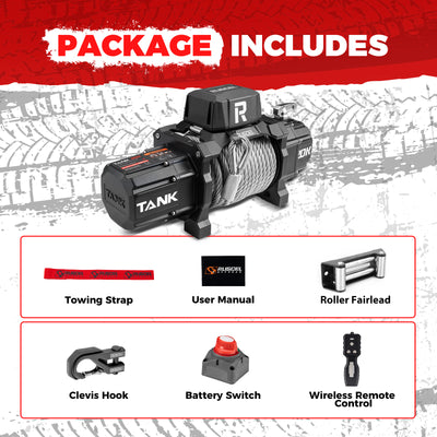 RUGCEL TANK WINCH 12V  20000LB Steel Rope