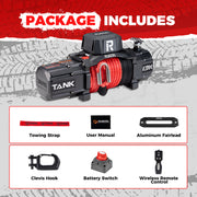 RUGCEL TANK WINCH  13500LB Red Rope