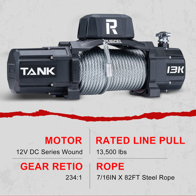 RUGCEL TANK WINCH  13500LB Steel Rope