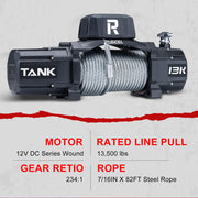 RUGCEL TANK WINCH  13500LB Steel Rope