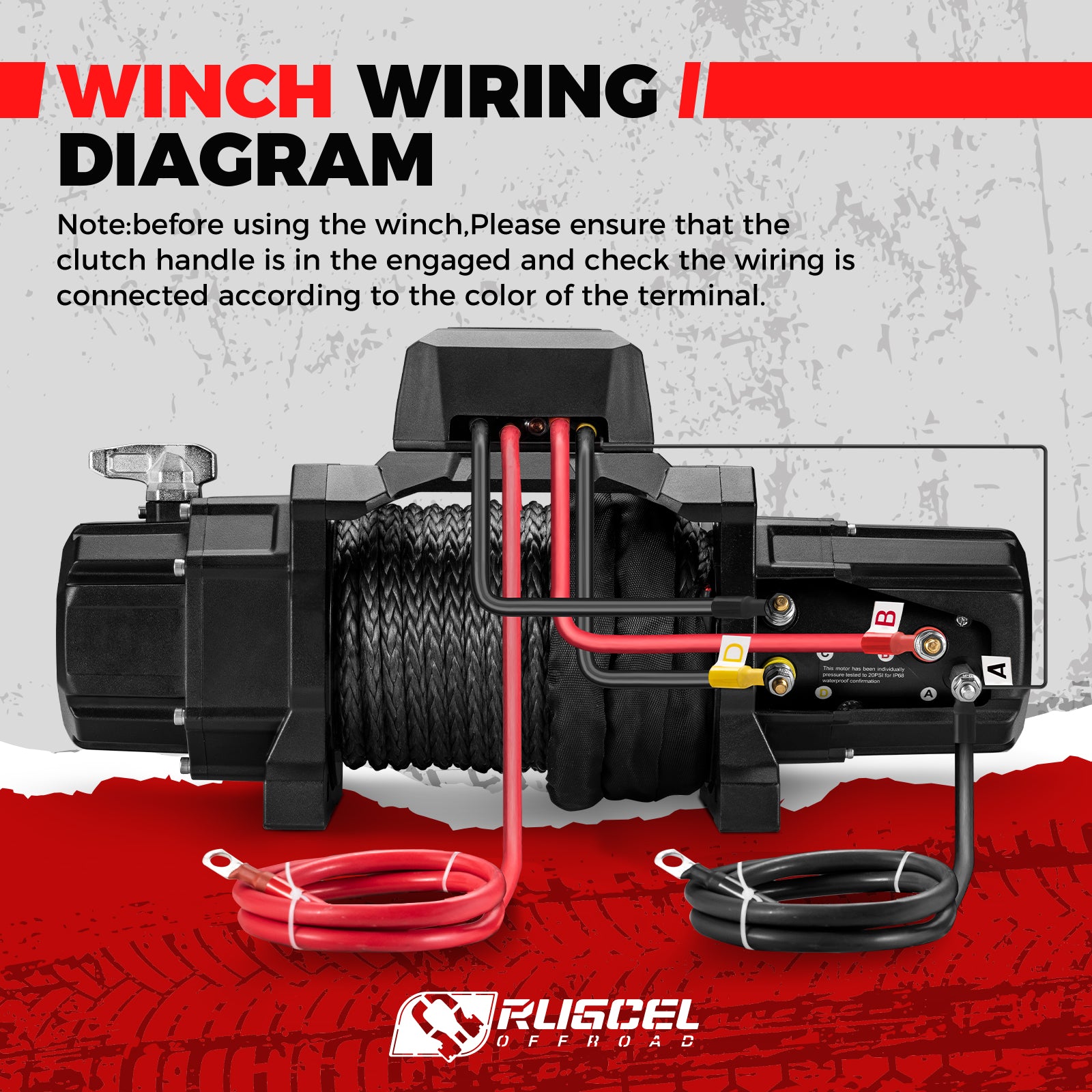 RUGCEL TANK WINCH  20000LB DC Synthetic Rope