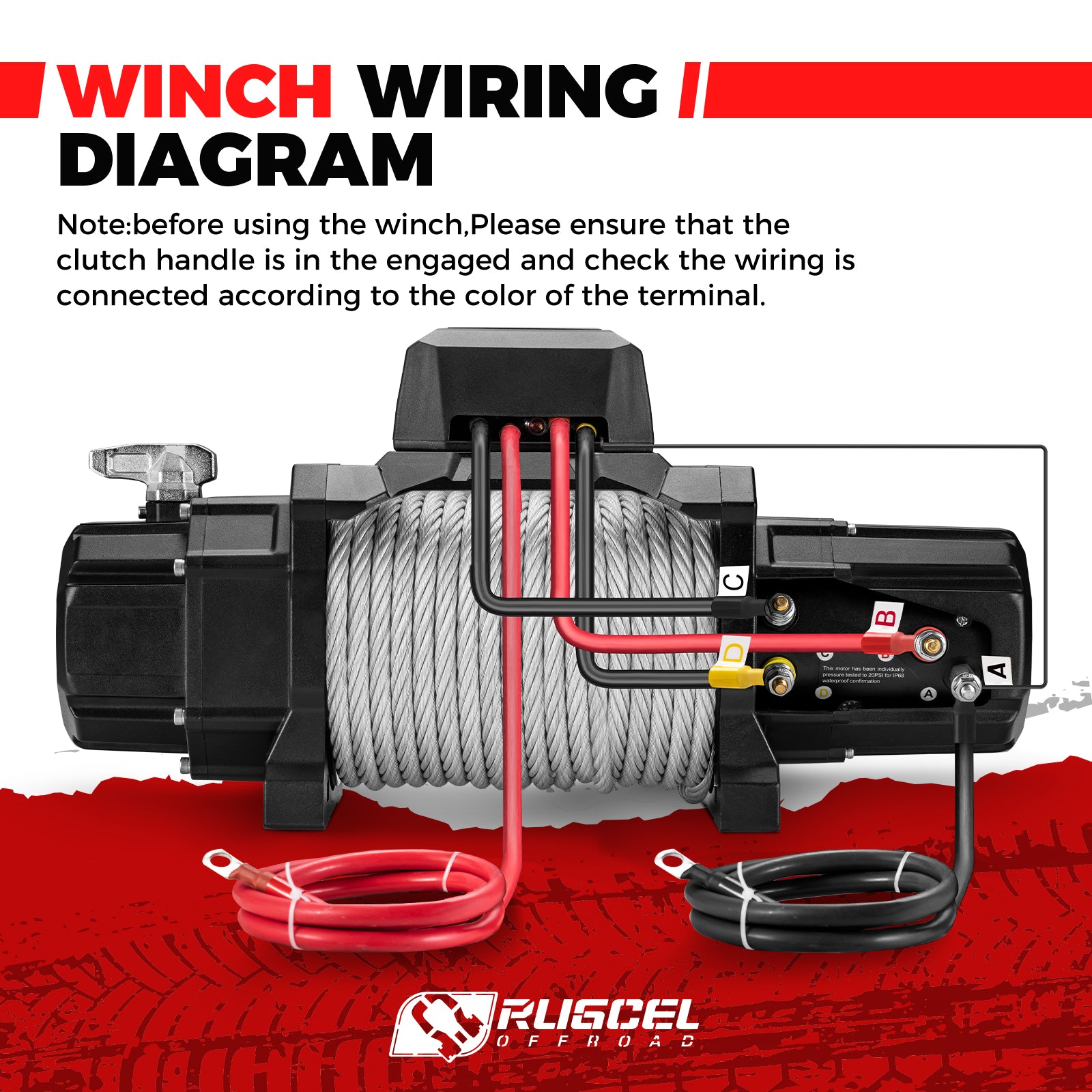 RUGCEL TANK WINCH 12V  20000LB Steel Rope
