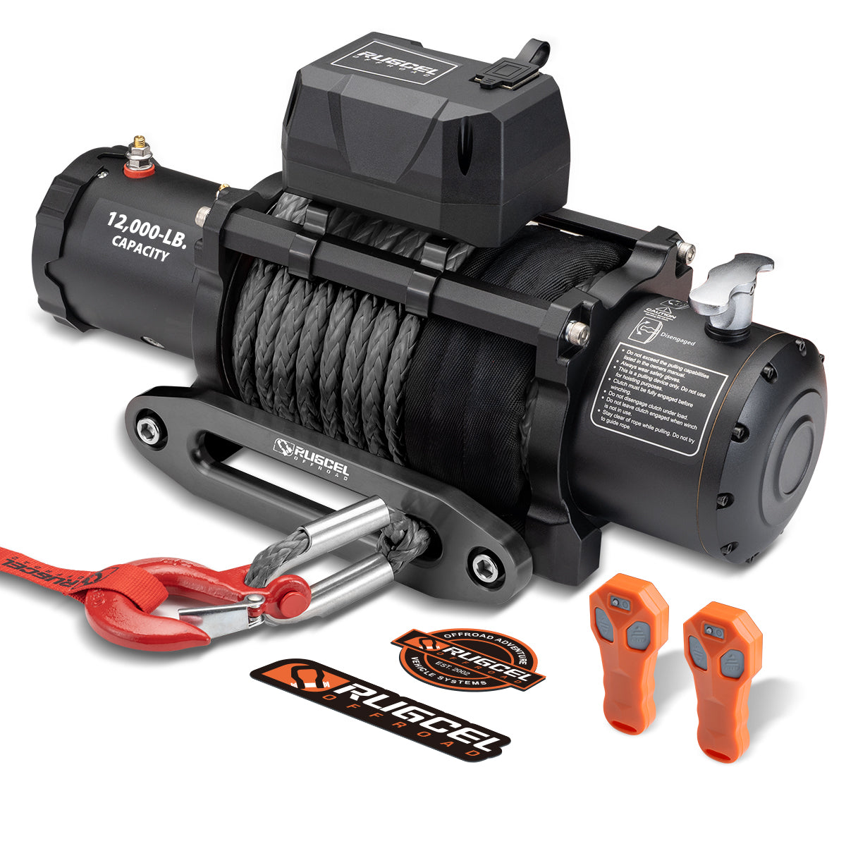 RUGCEL 12V 12000LB WINCH Black Rope