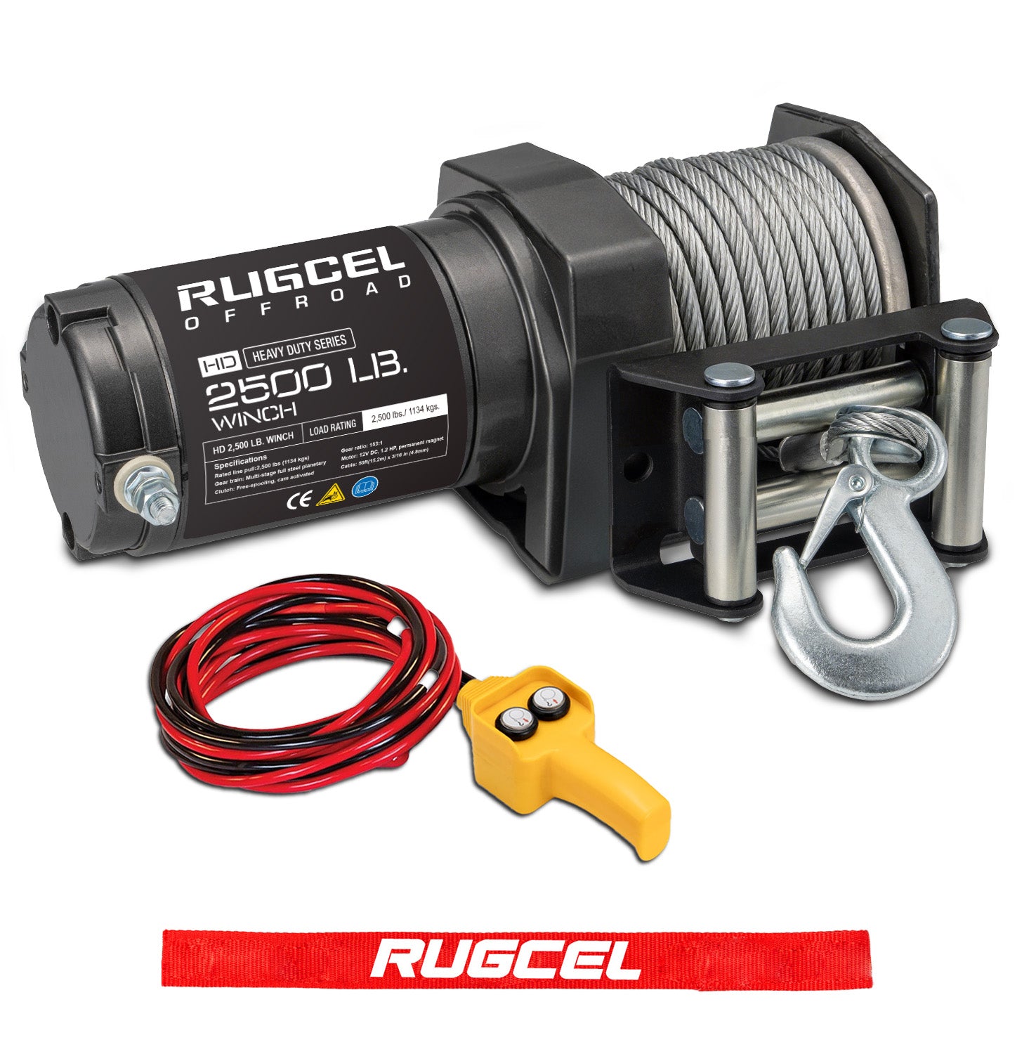 RUGCEL 12V 2500LB WINCH ATV/UTV Steel Rope