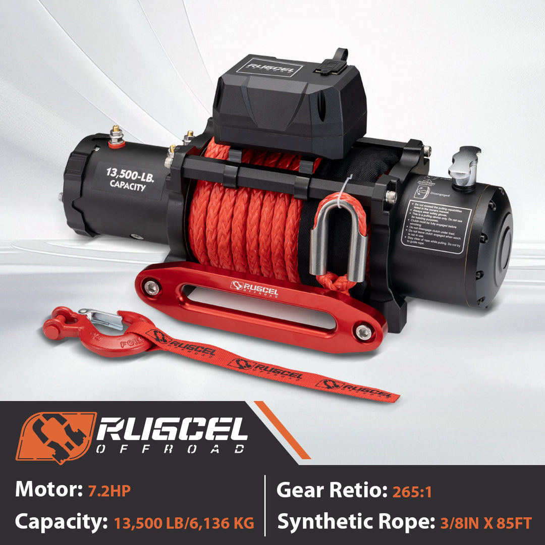 ラリル RUGCEL 12V 13500LB WINCH Red Synthetic Rope – RUGCEL WINCH