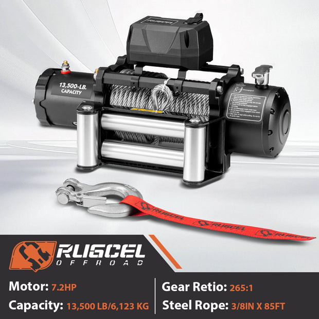 RUGCEL 12V 13500LB WINCH Steel Rope