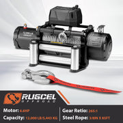 RUGCEL 12V 12000LB WINCH Steel Rope