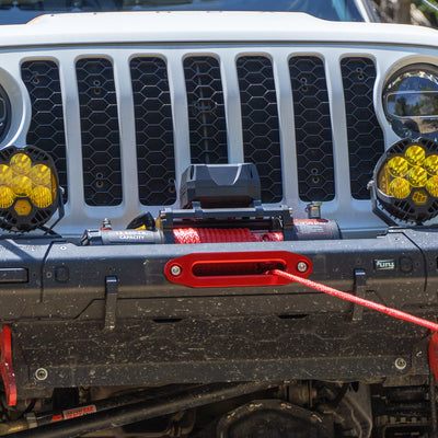 RUGCEL 12V 13500LB WINCH Red Synthetic Rope