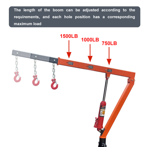 RUGCEL 1500 lb Stretchable Receiver Hitch Mounted Hydraulic Swivel Pickup Truck Crane