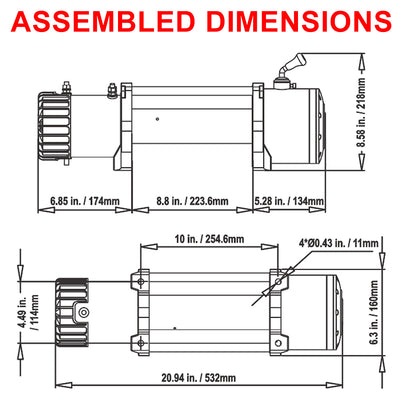 RUGCEL 12V 13500LB WINCH Steel Rope