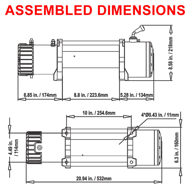 RUGCEL 12V 13500LB WINCH Steel Rope
