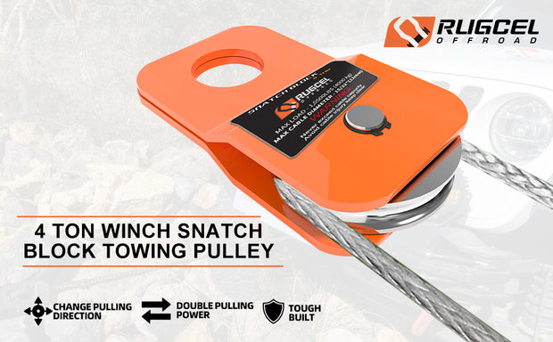 RUGCEL 4.8T Heavy Duty Recovery Winch Snatch Block,10500lb Capacity(Orange)