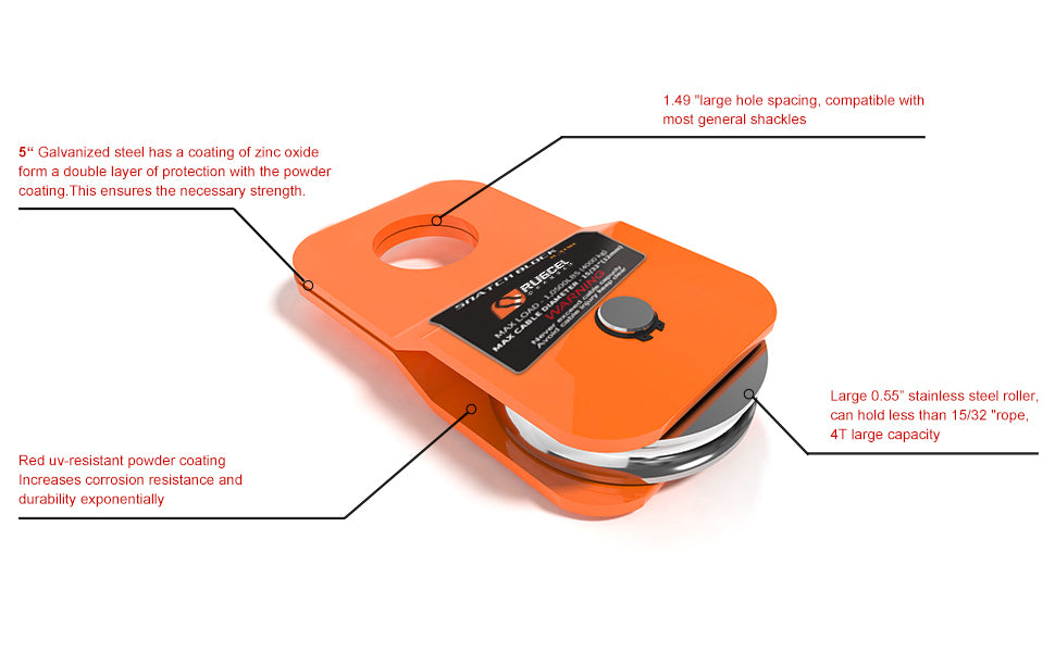 RUGCEL 4.8T Heavy Duty Recovery Winch Snatch Block,10500lb Capacity(Orange)