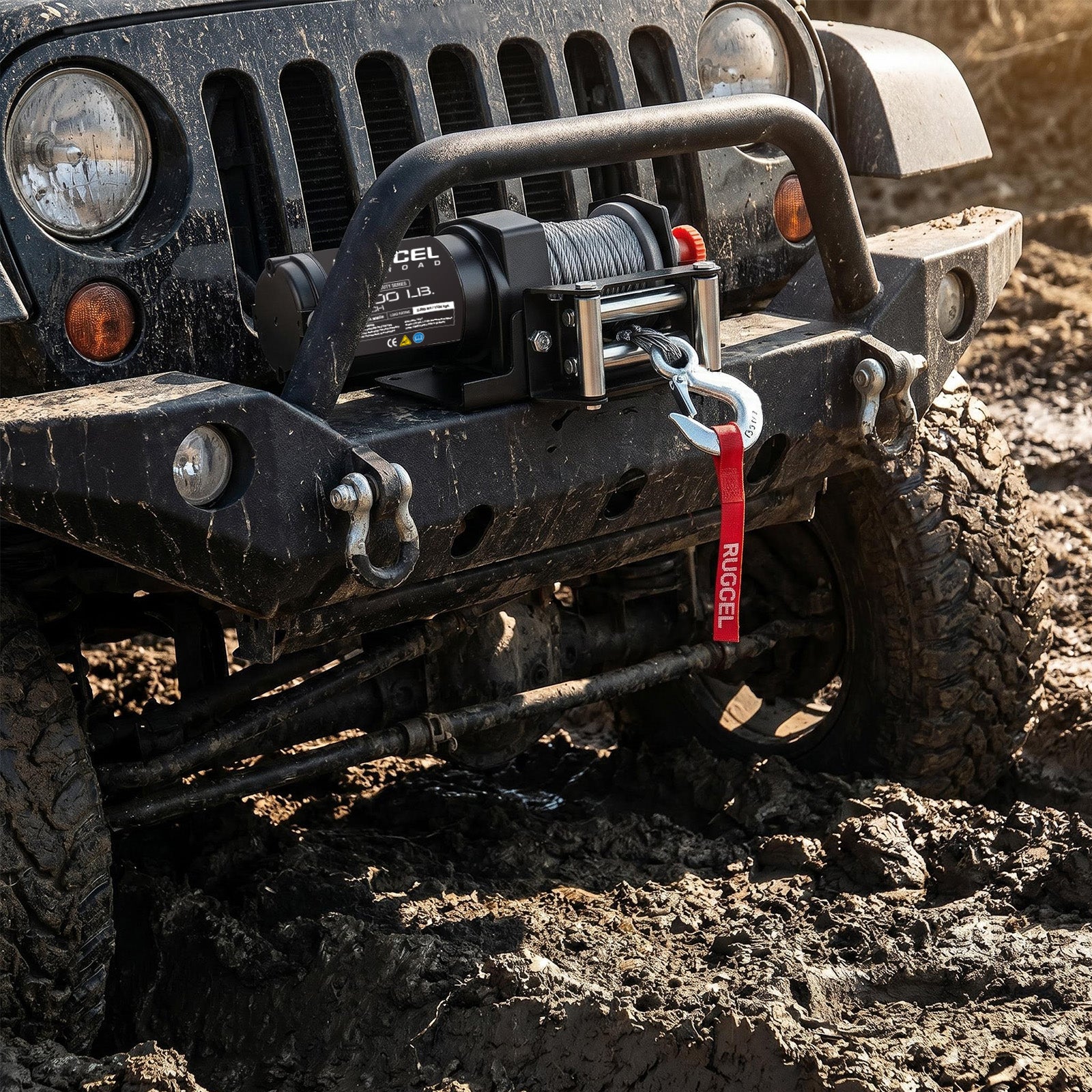 RUGCEL 12V 2500LB WINCH ATV/UTV Steel Rope