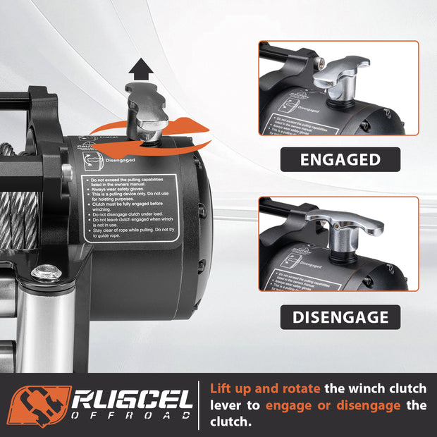 RUGCEL 12V 13500LB WINCH Steel Rope