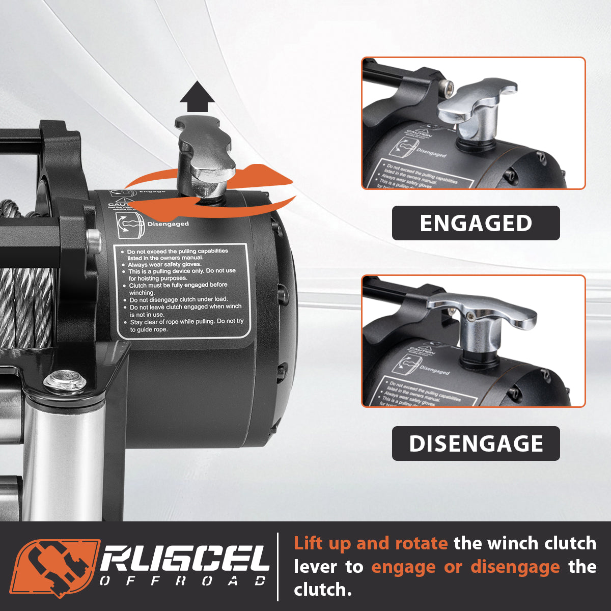 RUGCEL 12V 12000LB WINCH Steel Rope