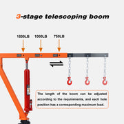 RUGCEL 1500 lb Stretchable Receiver Hitch Mounted Hydraulic Swivel Pickup Truck Crane