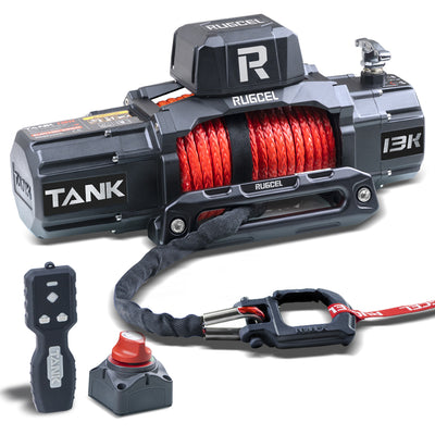 RUGCEL TANK WINCH  13500LB Red Rope