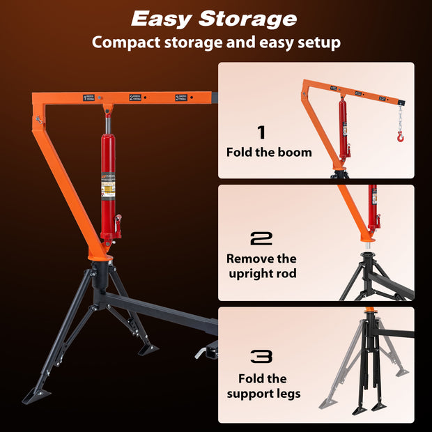 RUGCEL 1500 lb Stretchable Receiver Hitch Mounted Hydraulic Swivel Pickup Truck Crane