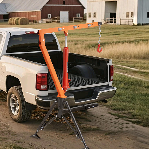RUGCEL 1500 lb Stretchable Receiver Hitch Mounted Hydraulic Swivel Pickup Truck Crane