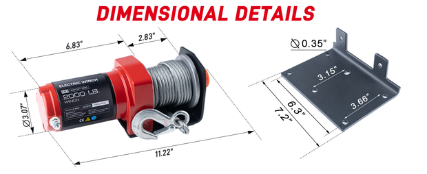 RUGCEL 12V 2000LB WINCH ATV/UTV Steel Rope