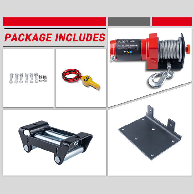 RUGCEL 12V 2000LB WINCH ATV/UTV Steel Rope