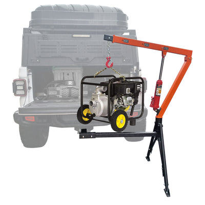 RUGCEL 1500 lb Stretchable Receiver Hitch Mounted Hydraulic Swivel Pickup Truck Crane